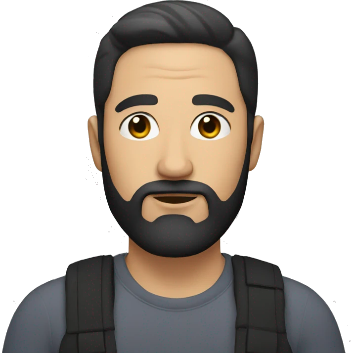 white Man with circle beard and short black hair emoji