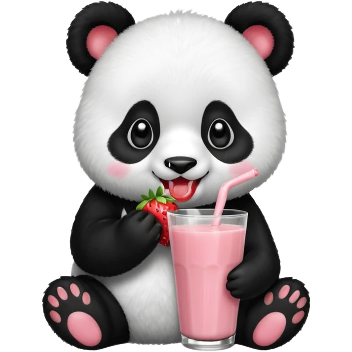 Panda drinking strawberry milk emoji