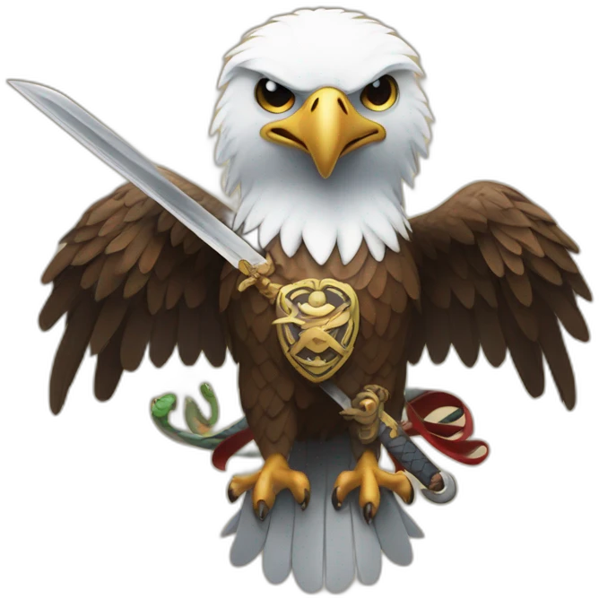 eagle with a sword and a snake in its paws emoji