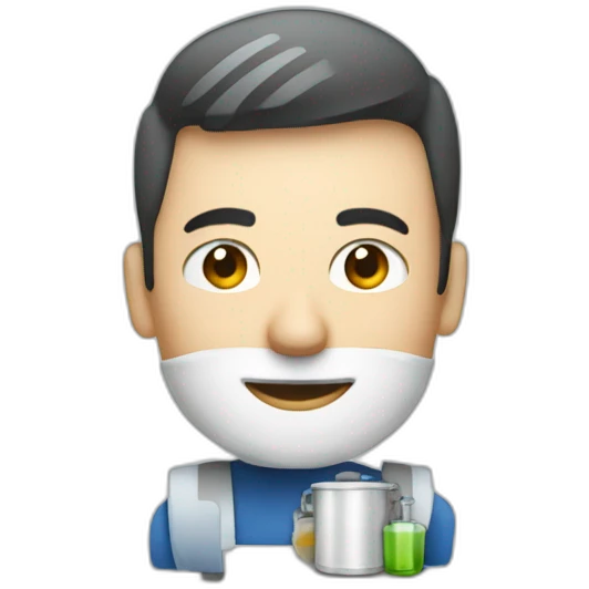 male worker standing next to water boiler emoji