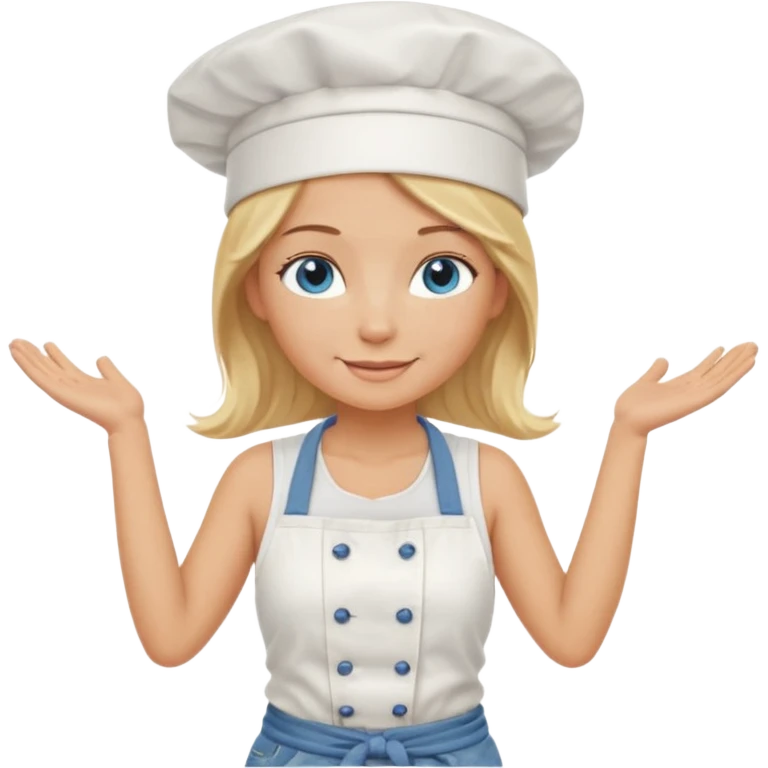 Sexy Full body  pretty
Long Blonde hair blue eyed female chef wearing white tank top, denim shorts and chef hat with arms folded emoji