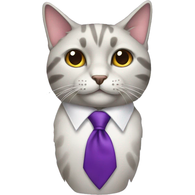 A cat with a purple tie emoji
