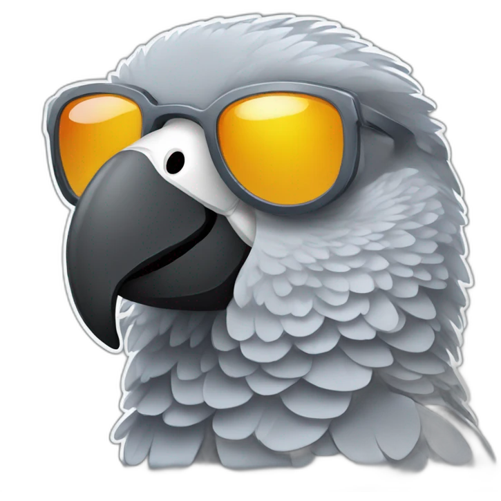 African grey parrot wearing sunglasses emoji