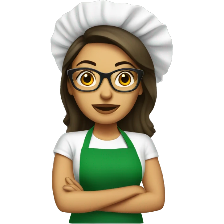 mexican lady green apron  with glasses cooking tacos emoji