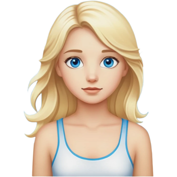 blonde girl by the ocean with blue eyes emoji
