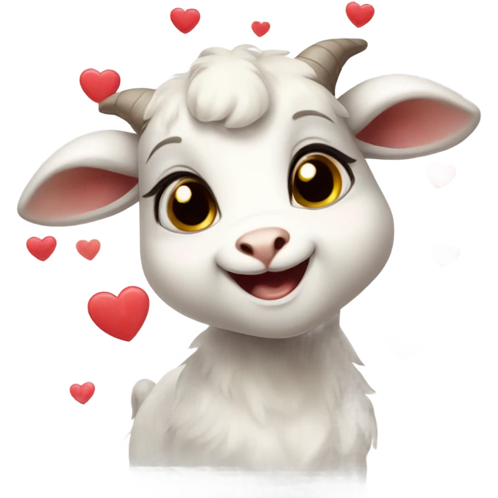 Cute Baby goat with hearts around the face  emoji