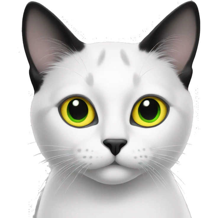 Black and white cat w yellow green eyes emoji