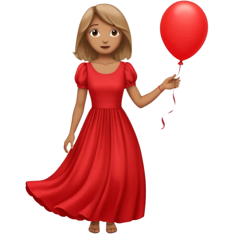 female wearing dress, holding balloon, emoji