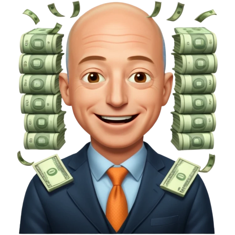 jeff bezos sniff money and laughing like madman emoji