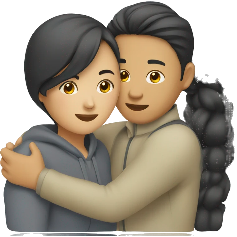 asian man and asian woman hugging emoji