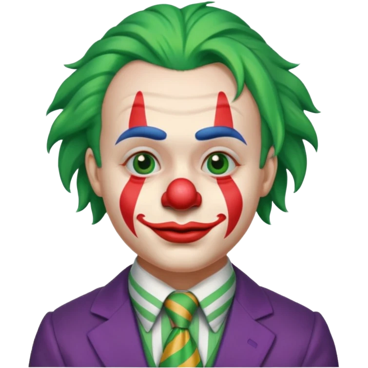 Clown with striped tie, green hair emoji