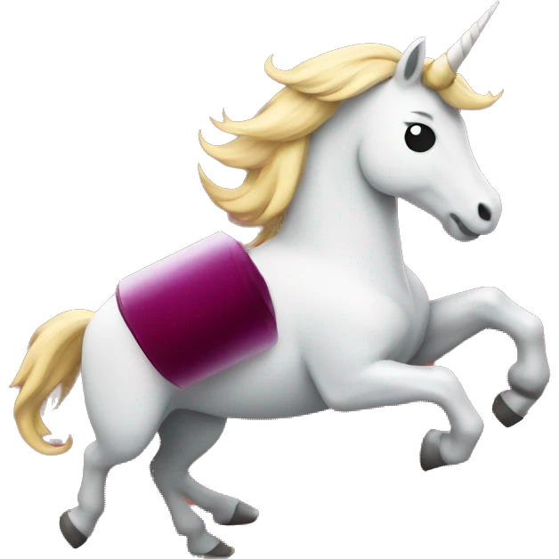 Unicorn running with wine bottle  emoji