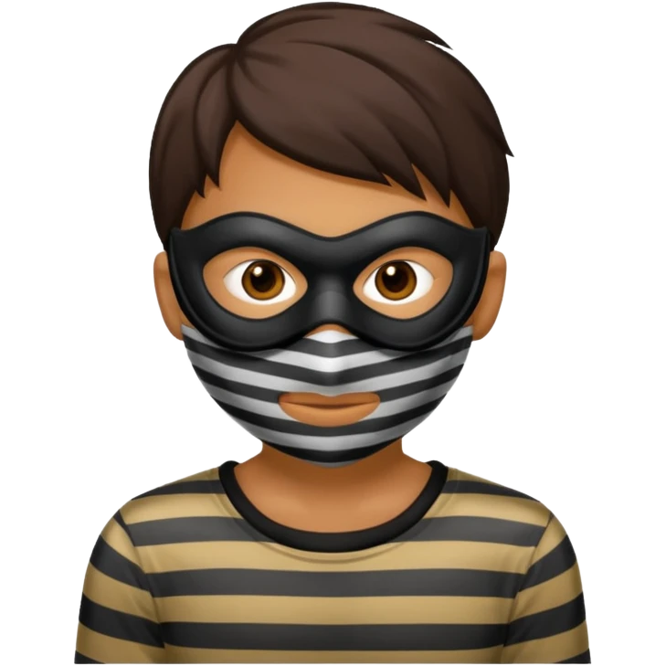 thief, with stripped shirt, facemask, thief mask. emoji
