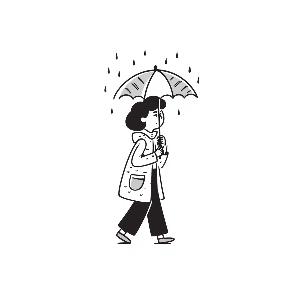 hand drawn spring rain shower with umbrella emoji