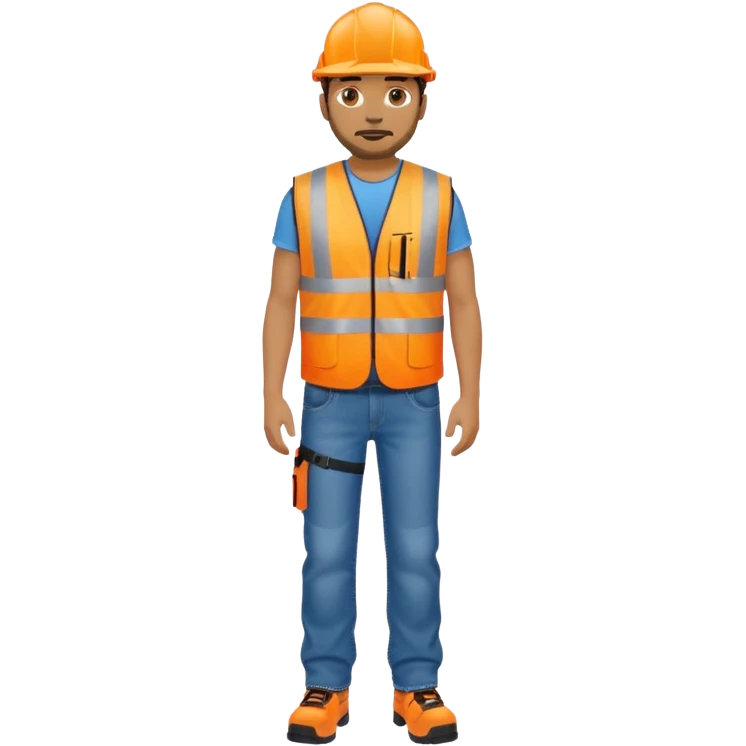 man in orange hi vis vest and jeans, standing full body emoji