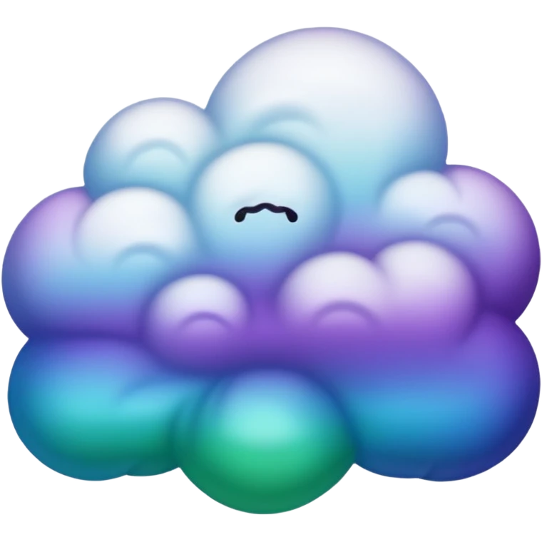 purple and green and blue gradient fluffy cloud with lighting emoji