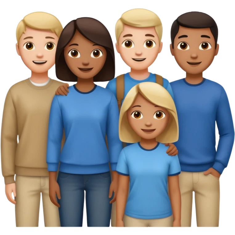 группа студентов из разных стран: африканский, азиатский, индиец emoji