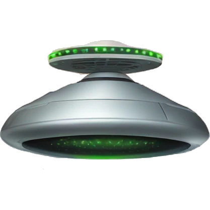 UFO driven by an alien, abducting a cow and firing a laser beam emoji