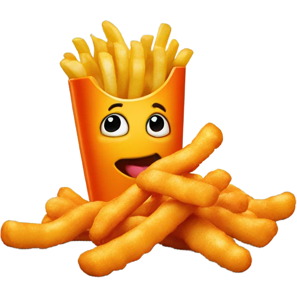 Cheeto kissing a French fry emoji