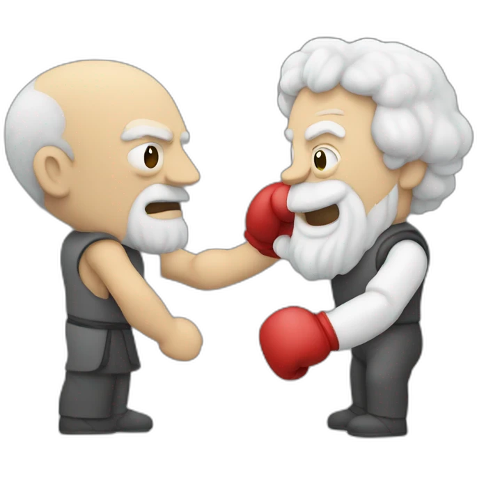 Aristotle boxing with Marx emoji