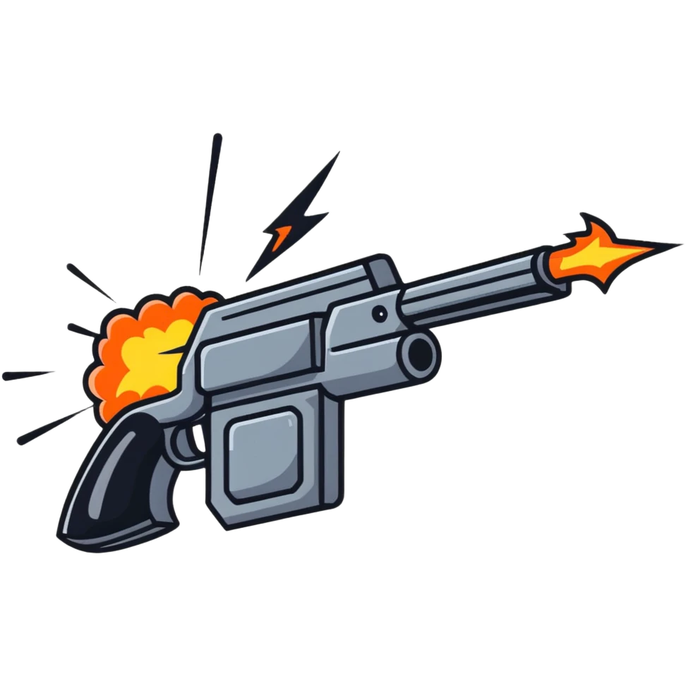 Cartoon gun blast with action effects emoji