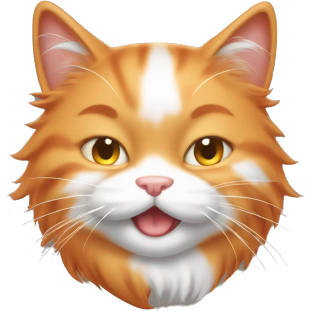 Cute emoji long haired orange and white kitty winking emoji
