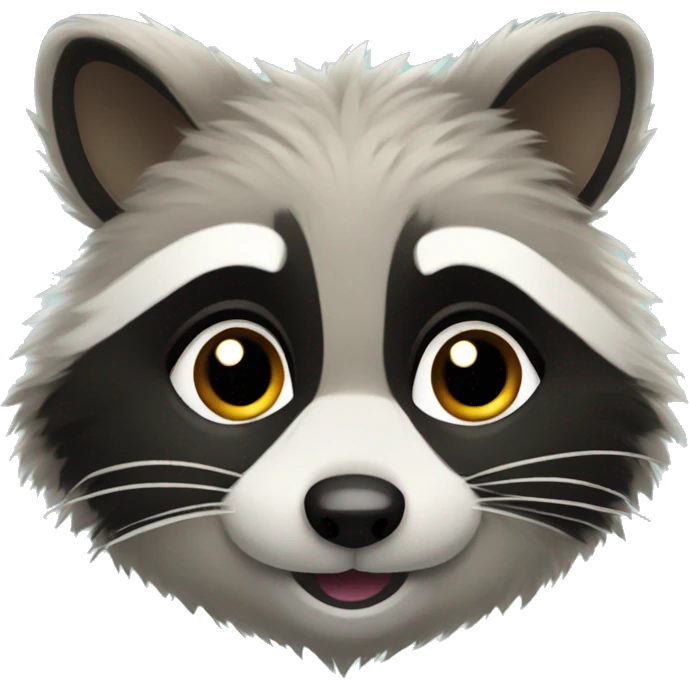 Cute fluffy raccoon says hello emoji
