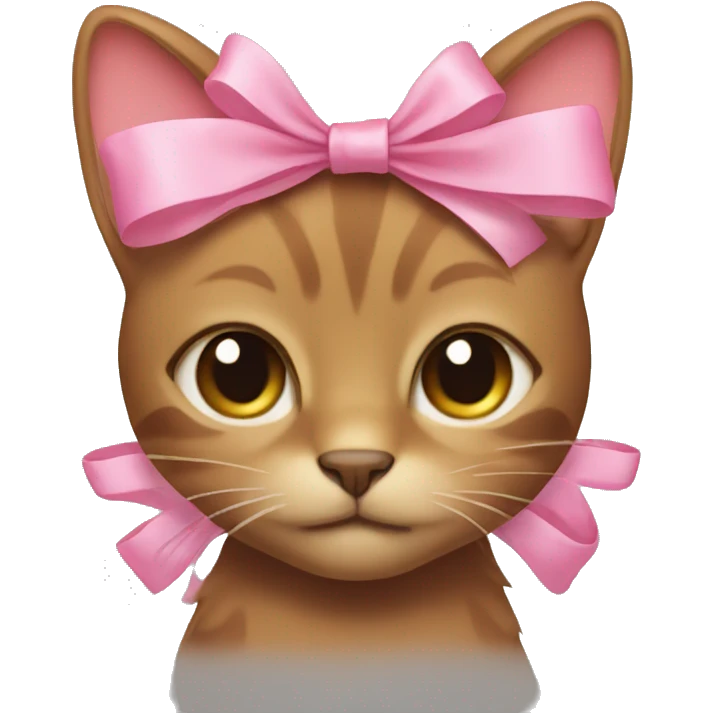 Brown cat with pink bow emoji