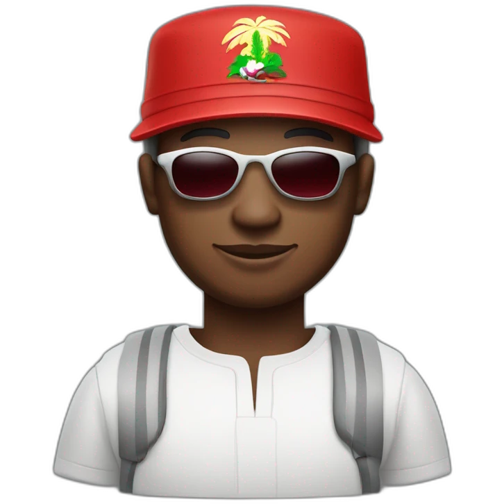 Nigerian Igbo man wearing a red and white traditional Igbo cap and silver sunglasses emoji