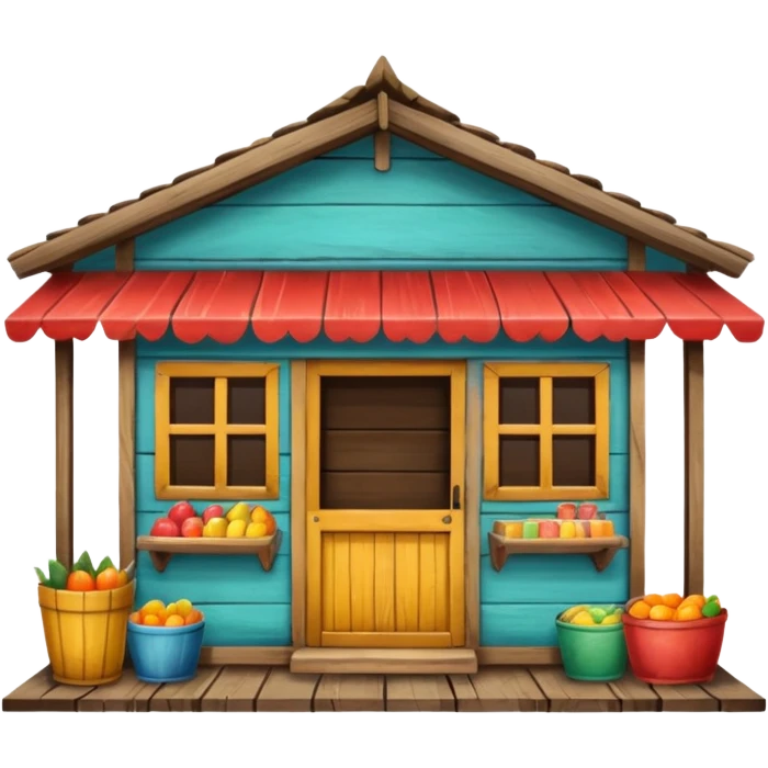 small indonesian roadside shop, front facing emoji