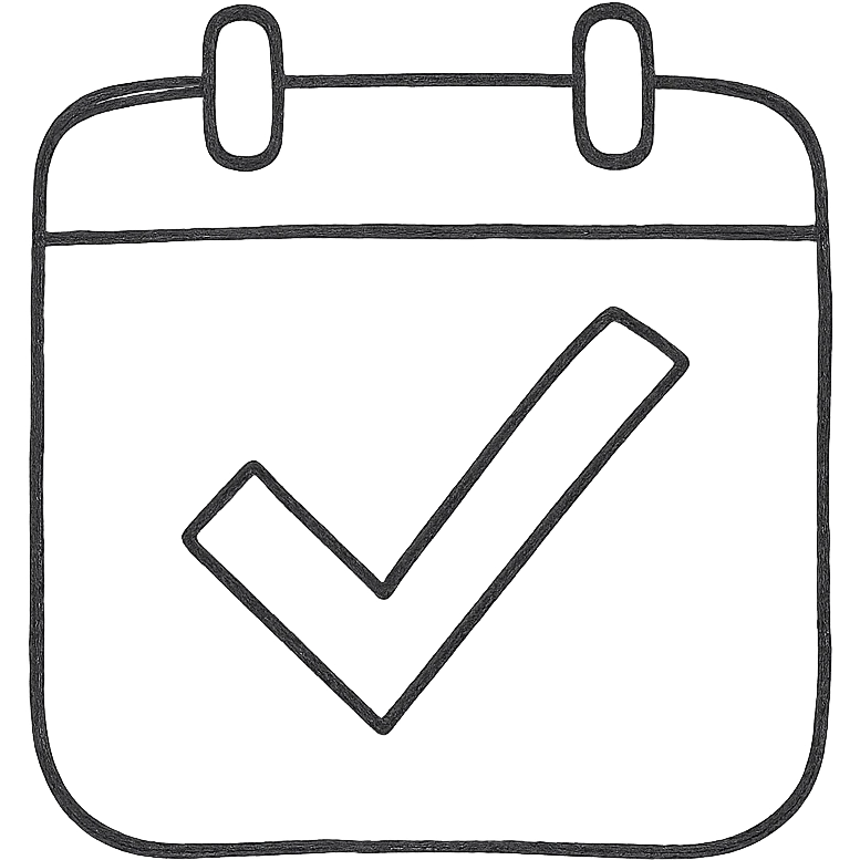 calendar with a bold checkmark, symbolizing an important meeting emoji