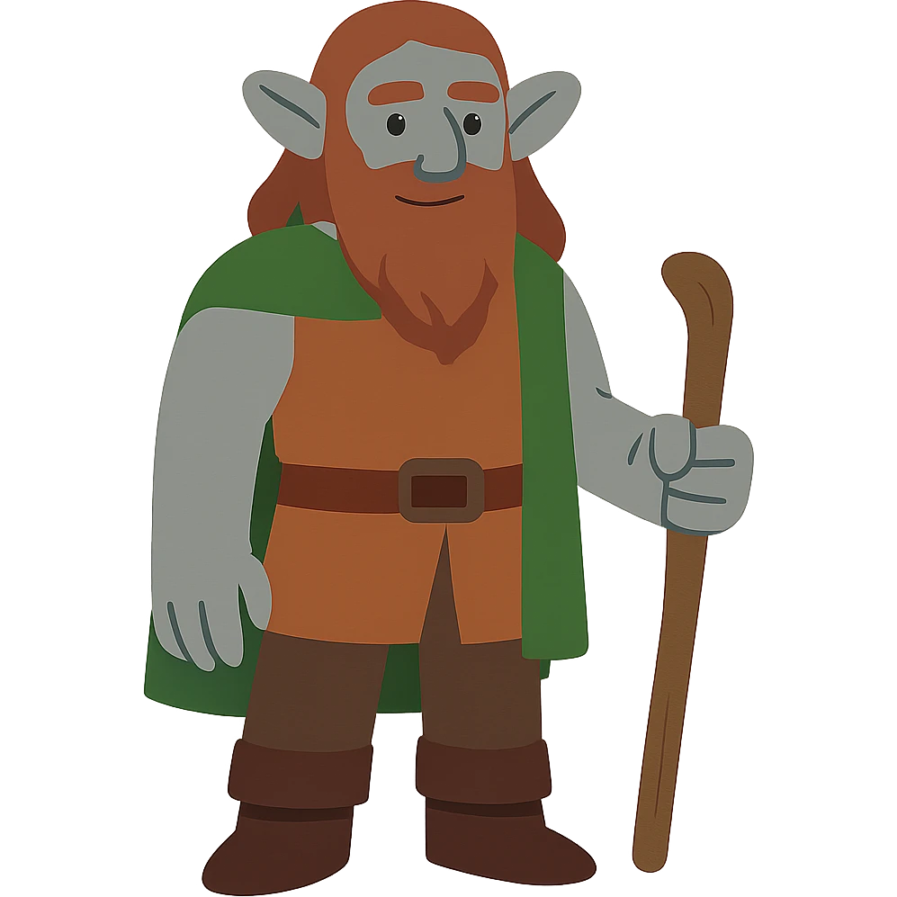 flat toon style firbolg with grey skin emoji