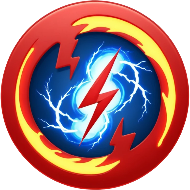 Red and blue lightening in a circle shape with effects emoji