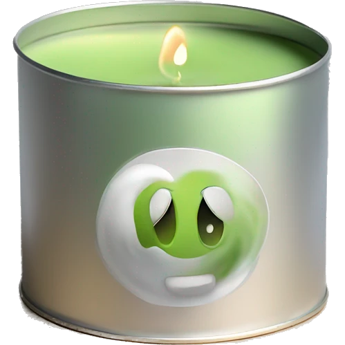 pretty matcha scented candle in silver tin realistic emoji