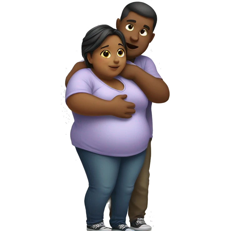 Fat boy hug slim girl emoji
