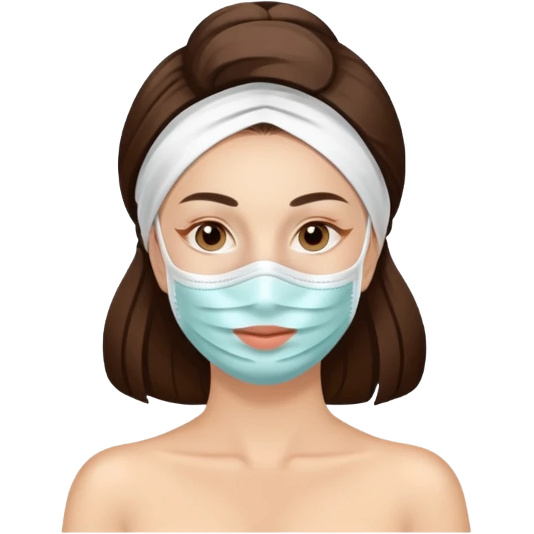 Lady with face mask spa beauty full face relaxing emoji