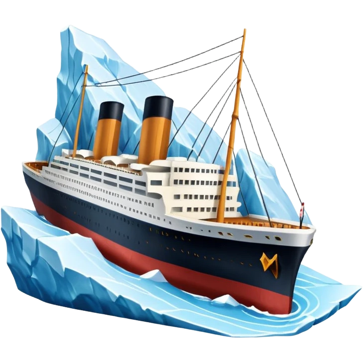 Titanic ship hitting an iceberg, dramatic scene emoji