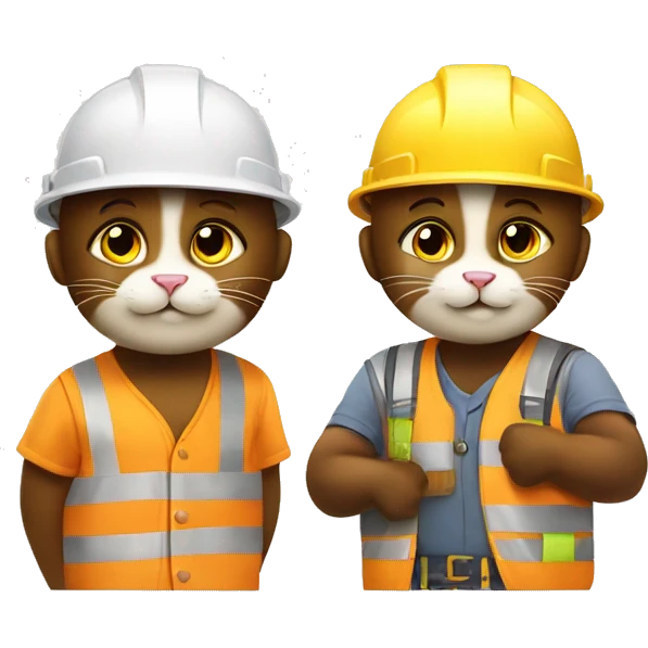 two cats dressed as construction workers emoji