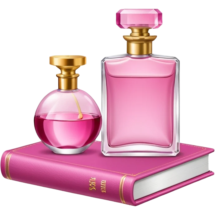 pink bookbook and fragance emoji
