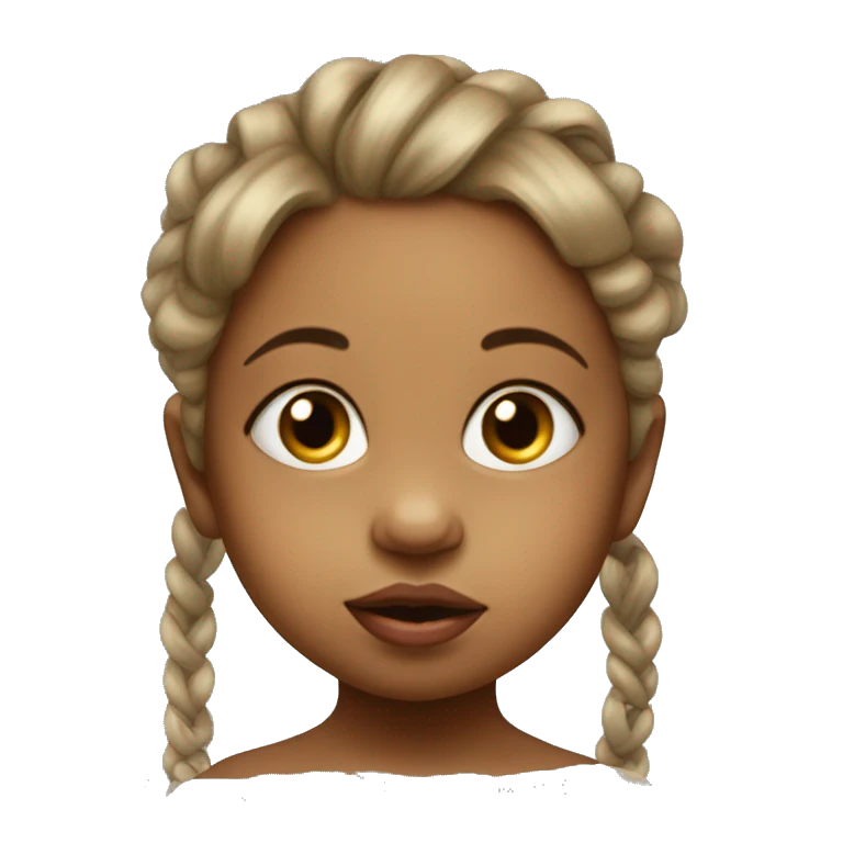 Baby girl with a pacifier in her mouth. her hair is tied up on the right and left.
 emoji