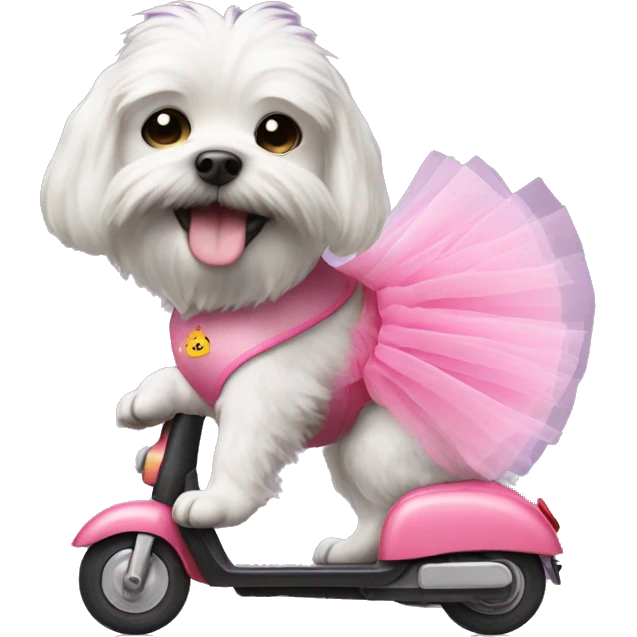 Dog wearing a tutu on a scooter emoji