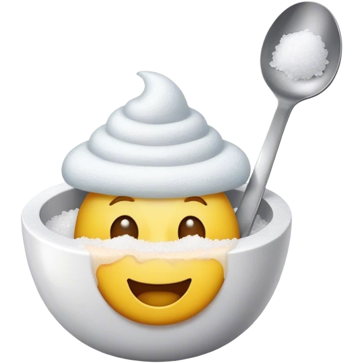 Happy emoji with a spoon full of salt and a lighter beneath the spoon emoji