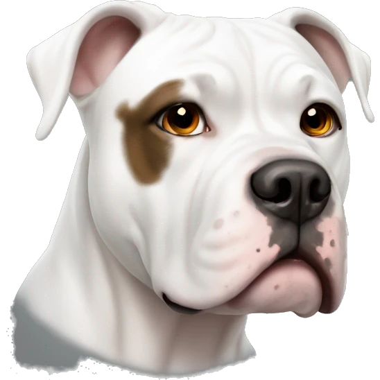 White American bulldog with brown spot left eye emoji