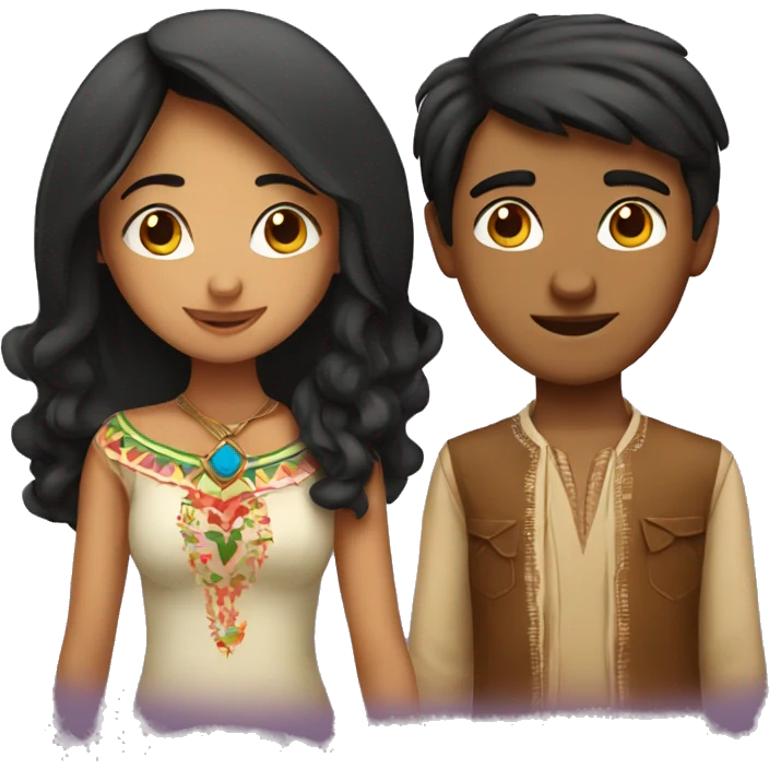 mexican girl and indian boy in love  emoji