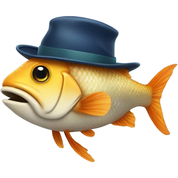 Fish wearing a hat emoji