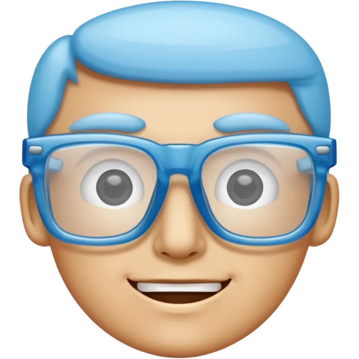 sky-blue square, slightly thick frame, glossy surface,Only glasses. emoji