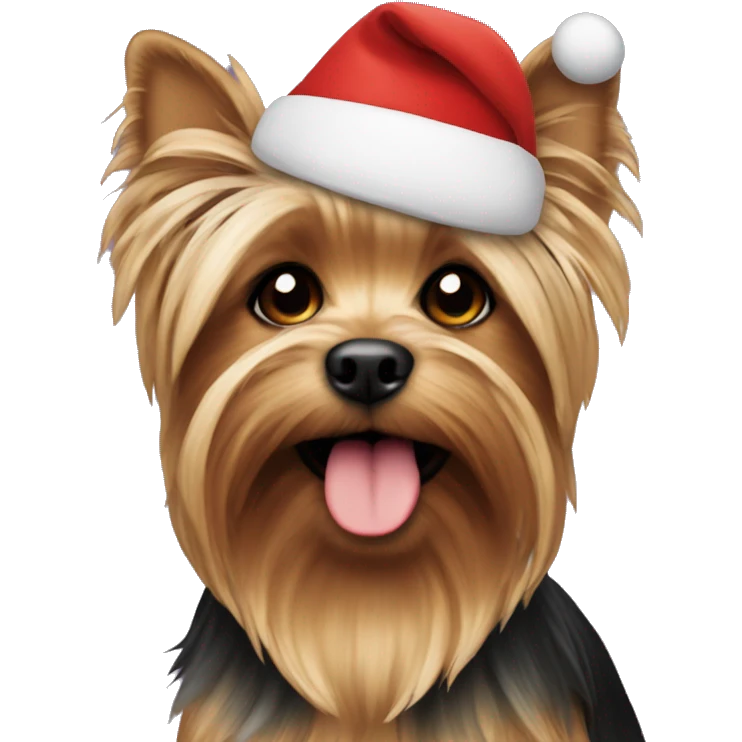 Yorky wearing a Santa hat emoji