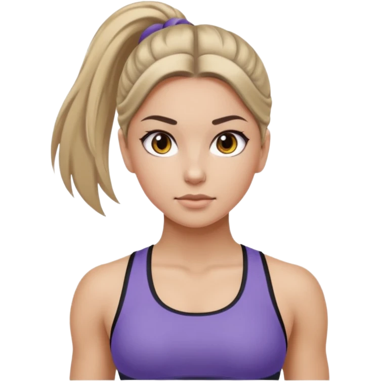 fitness girl, dark eyes, highlighted hair emoji