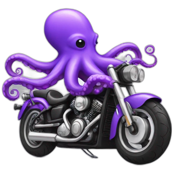 purple octopus on a motorcycle emoji