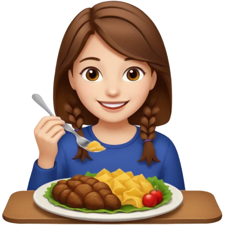 Brown hair Birthday girl eating a feast of food  emoji
